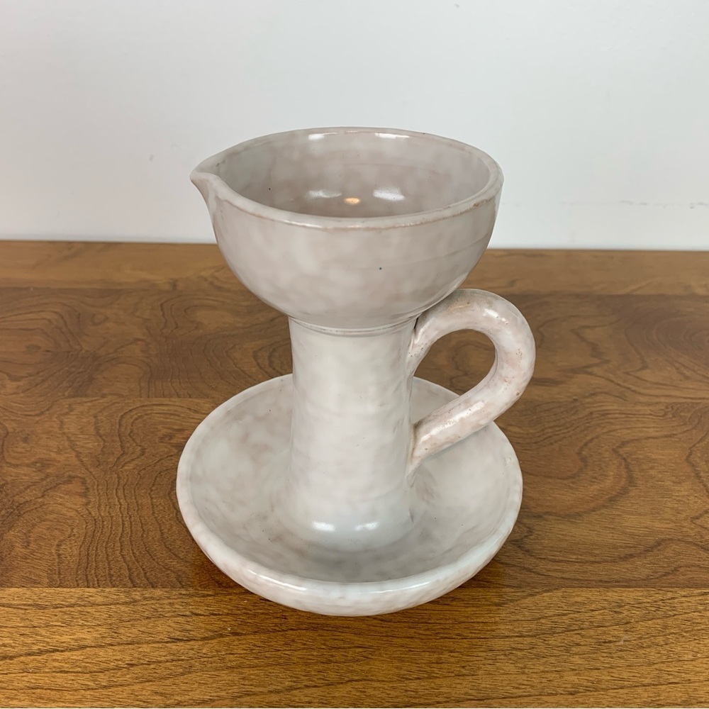 Italica Ars Candle Holder Beige Handle Vtg Italian Candlestick Holder Italy MCM